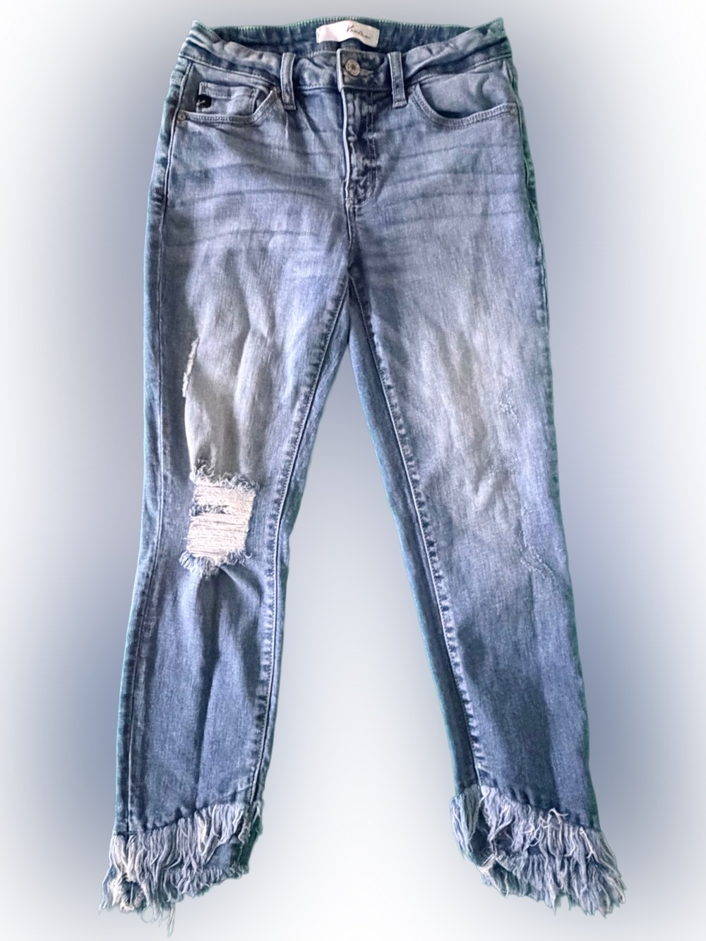 KanCan High Rise Distressed Fray Hem Ankle Skinny Jeans Size 3/25 KC8574L